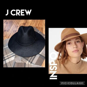 J Crew women’s hat black wool accessory fedora brim festival brunch fall winter